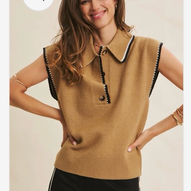 In February Tan Sweater Vest